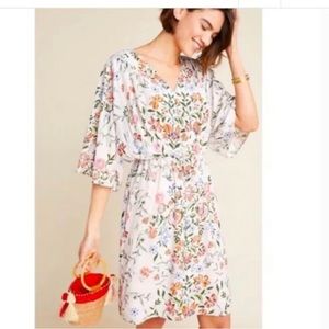Anthropologie Laia Floral Botanical 100% Viscose 3/4 Sleeve Dress Size M…